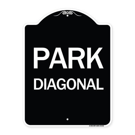 SIGNMISSION Diagonal Parking 1 Heavy-Gauge Aluminum Architectural Sign, 24" x 18", BW-1824-24192 A-DES-BW-1824-24192